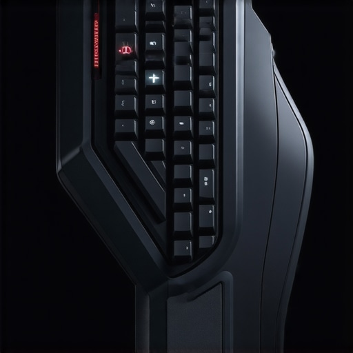 Futuristic ergonomic keyboard showcasing durable, flexible composite switch sockets for enhanced durability and aesthetic appeal