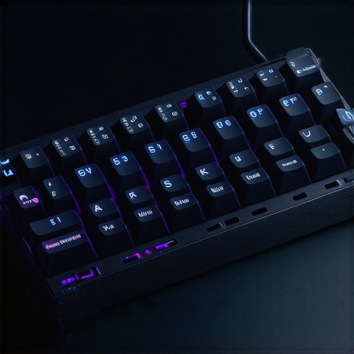 Close-up of silent mechanical keyboard showing switch mechanisms and ergonomic keycaps.