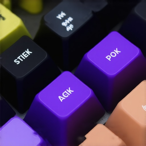 Close-up of customizable mechanical keyboard with layered components, showing different keycap profiles and dampening materials
