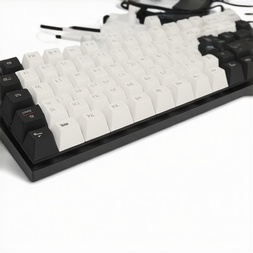 Modern ergonomic silent mechanical keyboard with customizable switches on a sleek desk