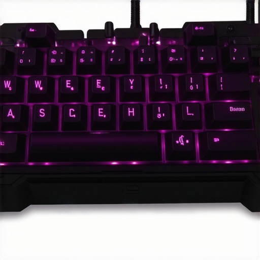 A sleek, futuristic computer keyboard featuring embedded neurofeedback sensors and adaptive haptic feedback technology, showcasing advanced ergonomic design.