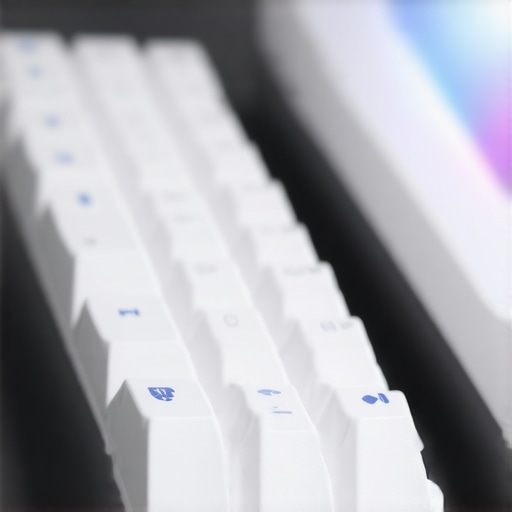 Close-up of sleek low profile mechanical keyboard with silent switches and ergonomic design