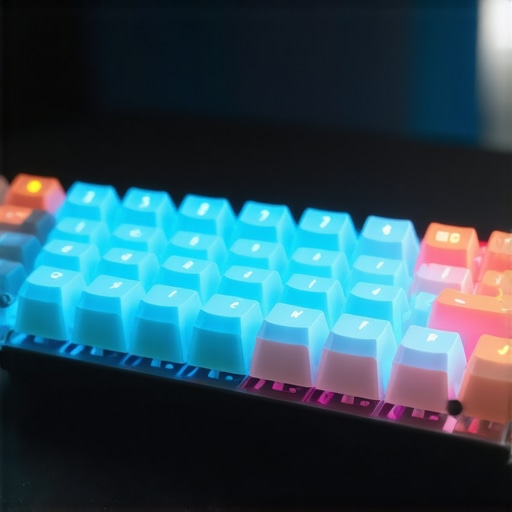Close-up of silent mechanical keyboard with damping layers and customizable switches