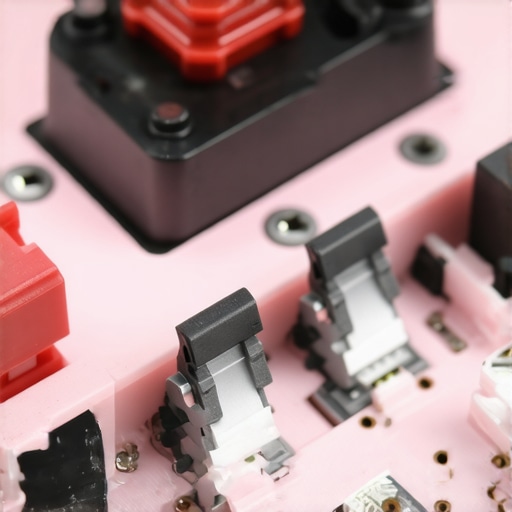 Close-up of a silent mechanical keyboard switch with damping materials