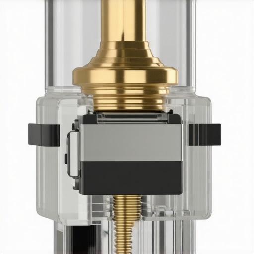 Close-up of a mechanical switch highlighting internal damping and hybrid materials used for silence and durability.
