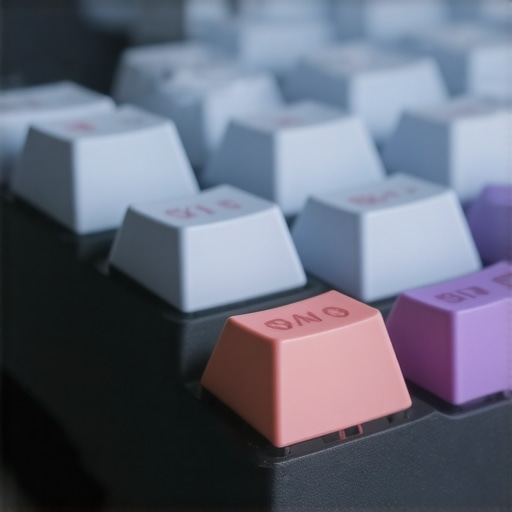 Close-up of a mechanical keyboard highlighting customizable silent switches and ergonomic features.