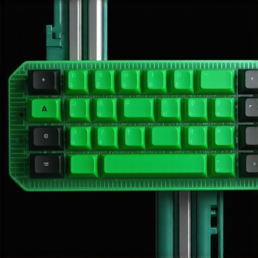 A futuristic mechanical keyboard constructed from biodegradable components with interchangeable parts.