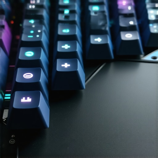 Close-up view of a modern silent mechanical keyboard showcasing embedded sensors and adaptive technology