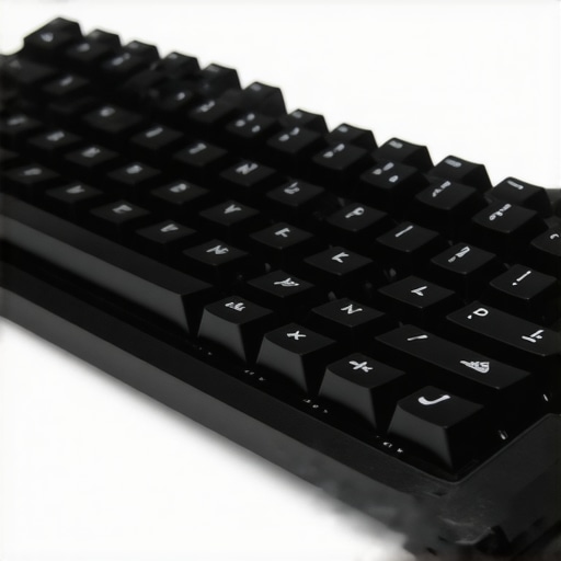 Close-up view of a modern ergonomic low profile mechanical keyboard showcasing silent switches and modular components.