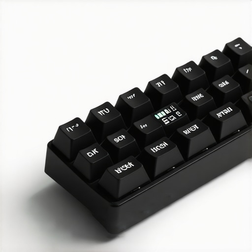A mechanical keyboard featuring a built-in OLED panel displaying real-time system information