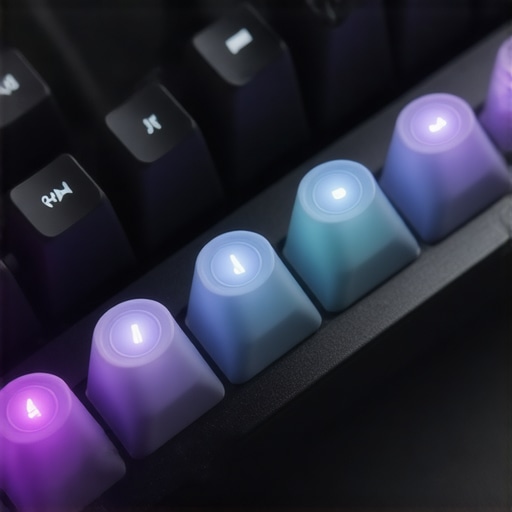 Close-up image showing silent switches and sleek design of a low profile mechanical keyboard.