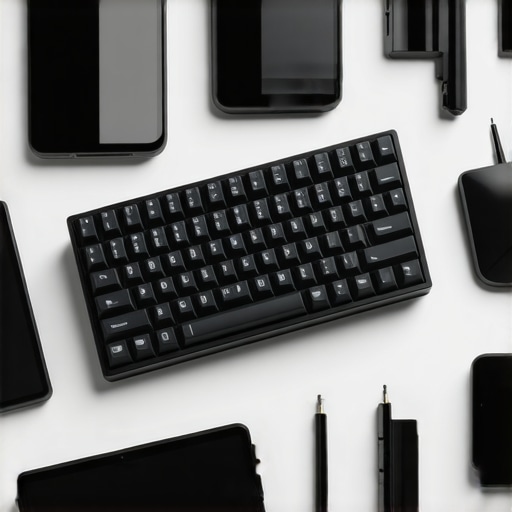 An ergonomic workspace featuring a versatile, wireless mechanical keyboard with modular design and multiple device connectivity.