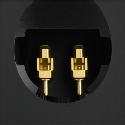 A detailed image showing a keyboard socket with gold-plated contacts and tapered edges for enhanced longevity.