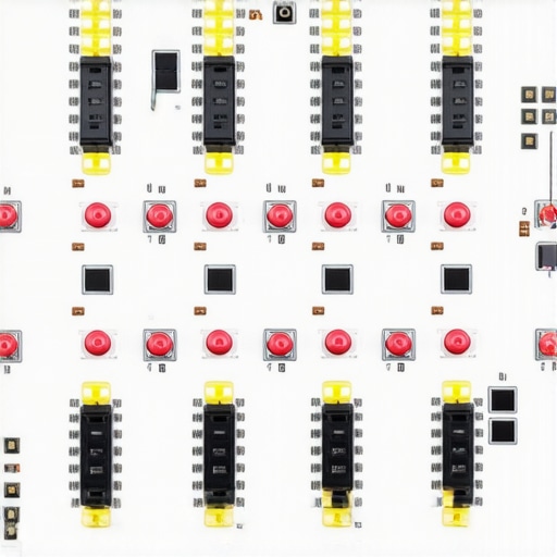 Detailed view of a customizable mechanical keyboard PCB showcasing modular switch sockets and firmware components.