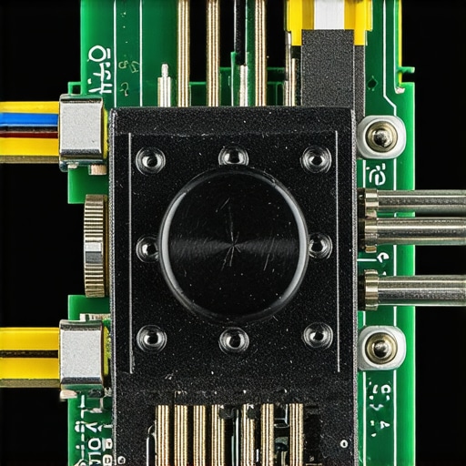 Detailed macro shot of a silent mechanical switch featuring integrated microactuators, highlighting engineering complexity