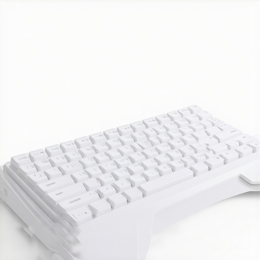 A sleek ergonomic keyboard featuring smart materials and integrated biofeedback sensors