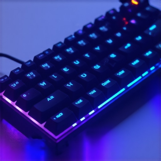 Ergonomic mechanical keyboard with silent switches and customizable features in a modern office environment.