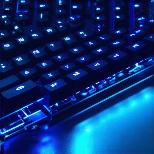Close-up of a high-tech ergonomic mechanical keyboard showcasing RGB lighting and textured materials for durability and customization.