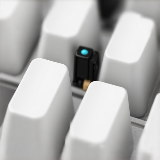 Detailed image of a keyboard switch showcasing damping elements for noise reduction