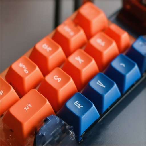 Detailed view of a modern mechanical keyboard with interchangeable parts and advanced materials.