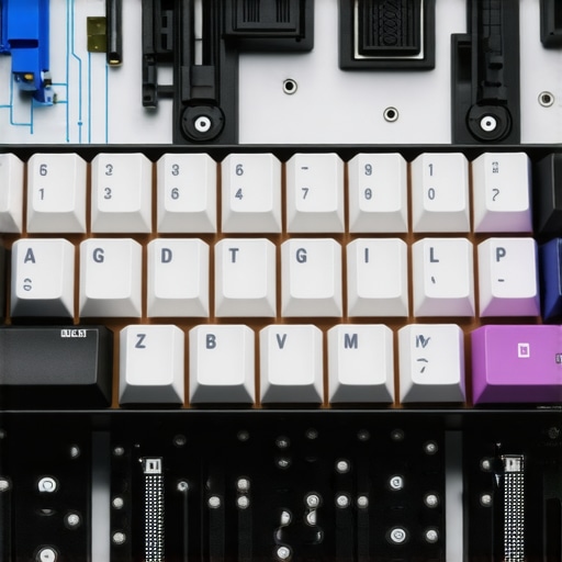 Detailed view of a customizable mechanical keyboard showcasing modular parts and high-tech materials