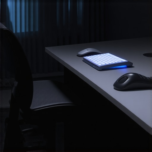 A high-tech ergonomic workspace showcasing a smart keyboard with biometric sensors and adjustable components