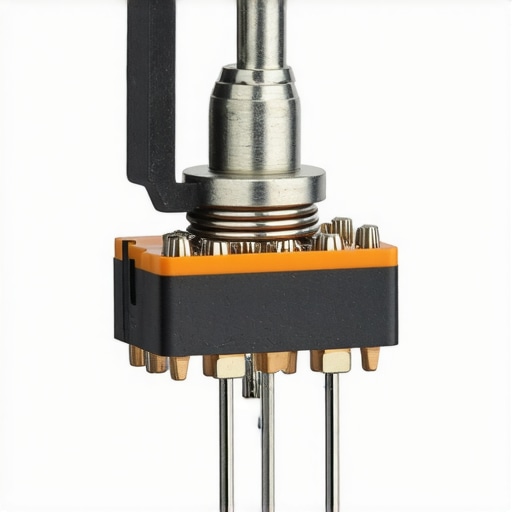 Detailed cross-section of a silent mechanical switch showing damping materials and spring mechanism