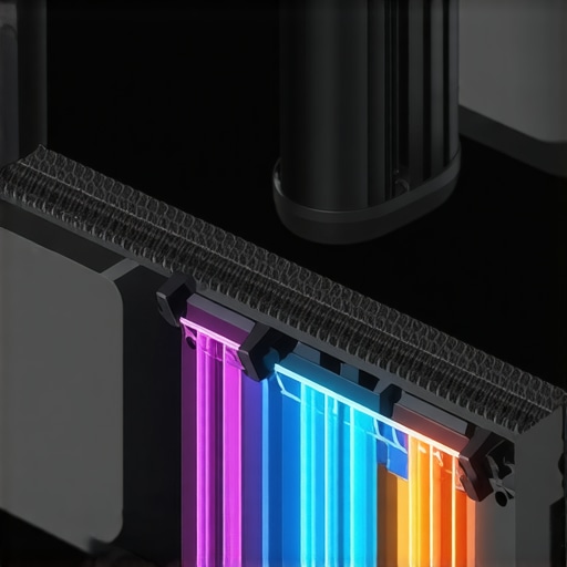 A detailed view of keyboard chassis showcasing heat-absorbing composite materials used in ergonomic keyboards.