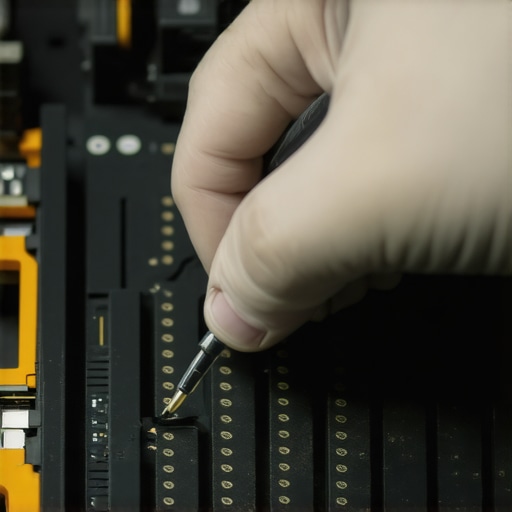 Image showing a technician cleaning a keyboard's internals with precision tools.