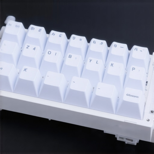 Close-up of bio-polymer silent switch featuring embedded AI components on a modern low-profile keyboard.