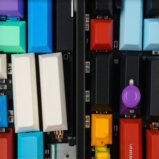 Detailed view of magnetic connectors on a custom low profile mechanical keyboard.