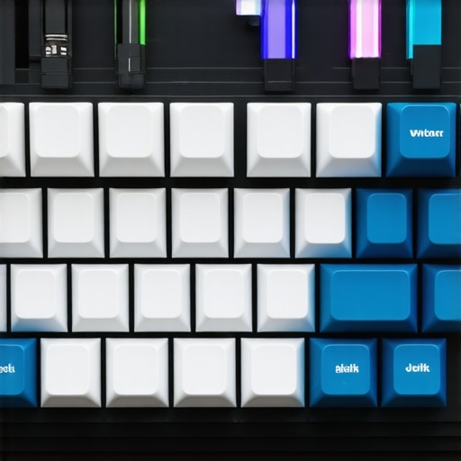 A conceptual image of a high-tech, customizable mechanical keyboard with AI integration.