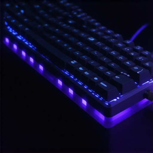 Futuristic mechanical keyboard with magnetic switches and customizable lighting in a workspace