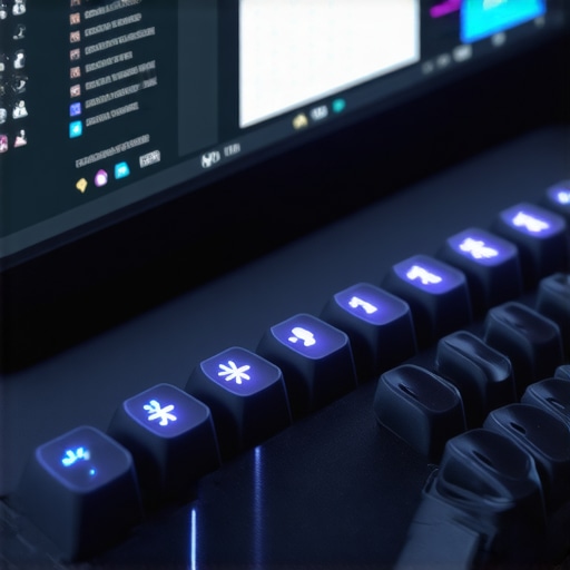 High-tech mechanical keyboard with embedded sensors and adaptive firmware software interface.