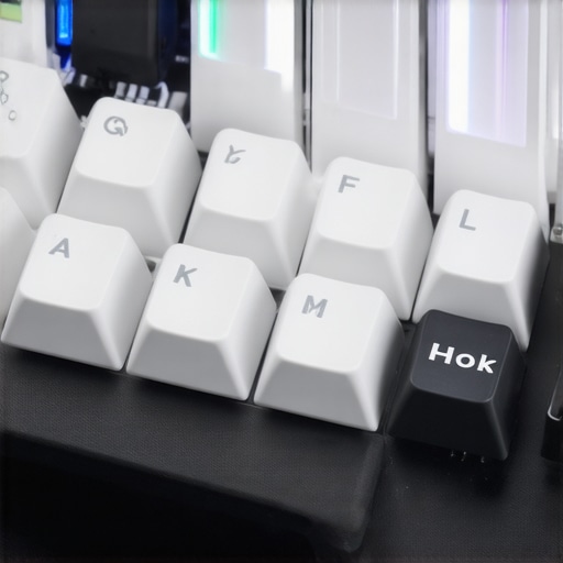 Detailed image showing a close-up of a mechanical keyboard with hot-swappable switches and ergonomic layout.