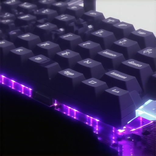 An innovative low profile mechanical keyboard with integrated sensors and adjustable components, illustrating advanced ergonomics and material use.